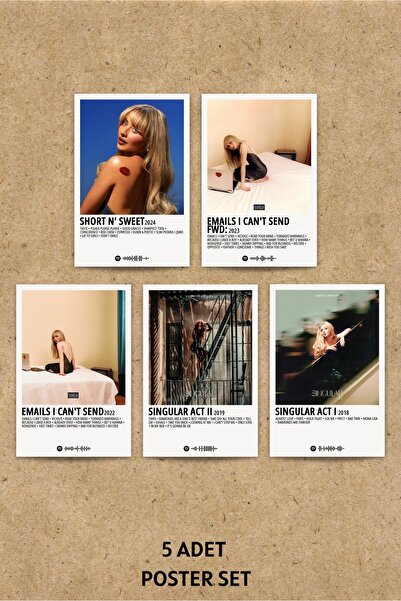 Rita Papers Sabrina Carpenter Polaroid Stil Albüm Poster Seti 5 Adet