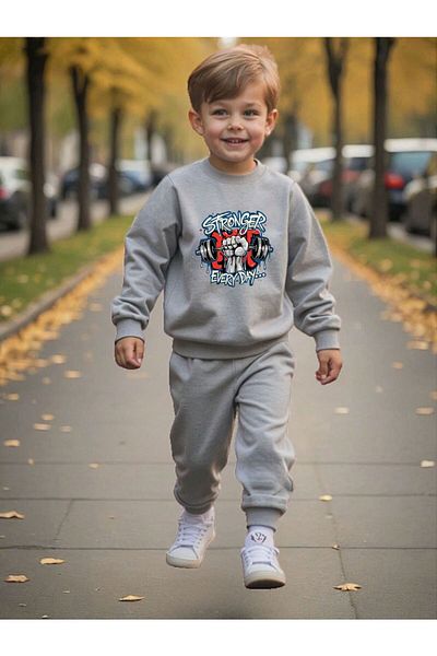 cm buseyiz Σετ φόρμας Stronger Everyday Printed Crew Neck για αγόρια