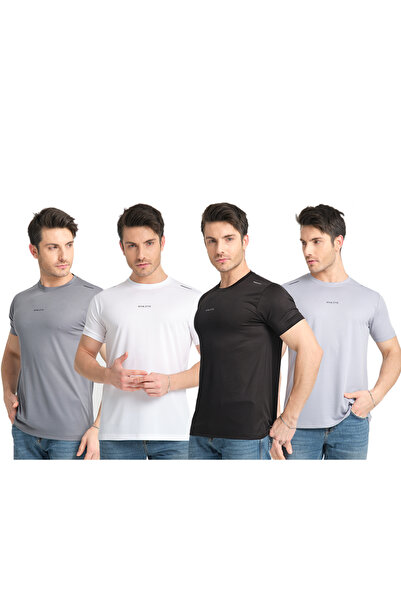 KAPHONE تي شيرت رياضي للرجال - ماص للرطوبة سريع الجفاف أداء فني من 4 (أسود، أ...