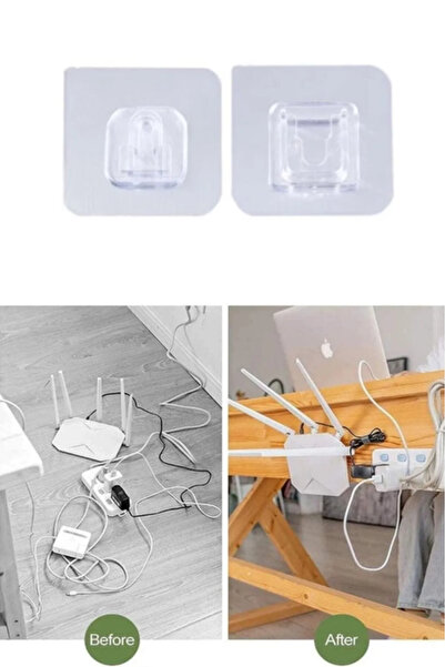 AYGÖREN HOME 1 Çift Taraflı Yapışkanlı Geçmeli Klips Eşya Sabitleme Askısı Şe...
