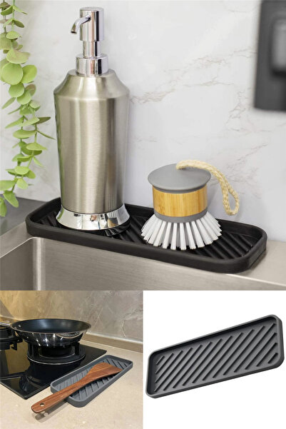 omilife 23X10 cm Black Silicone Oil Pot - Multi-Purpose Coaster Organizer