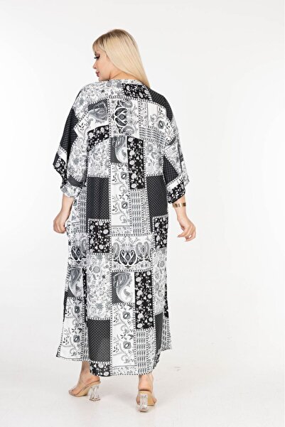 mervemoda Γυναικείο υφαντό φόρεμα plus size