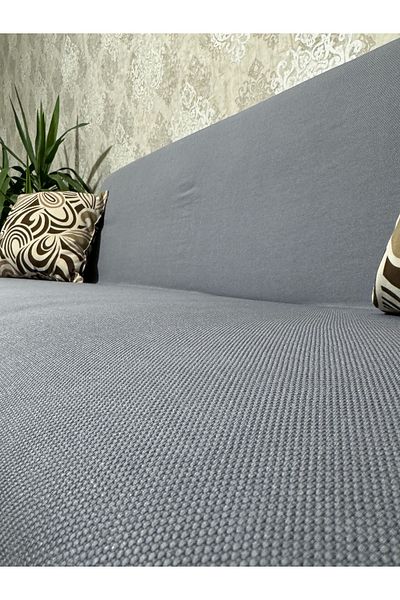 UYMALL Honeycomb Patterned Lycra Flexible Elastic Washable 3-Seater Sofa Cover Darkgray