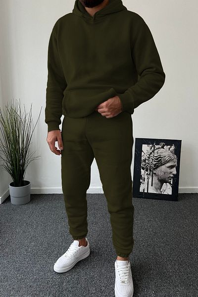 ruNadeS Men's Oversize Kangaroo Pocket Elasticized Sweatpants Suit - Home Wear