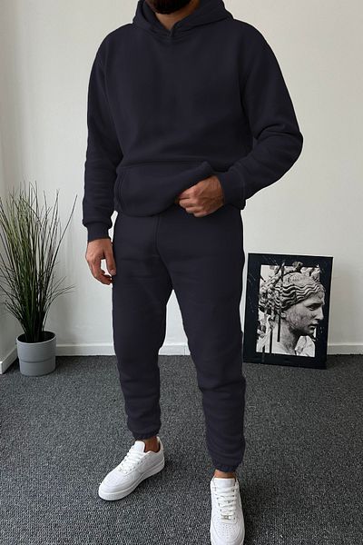 ruNadeS Men's Oversize Kangaroo Pocket Elasticized Sweatpants Suit - Home Wear