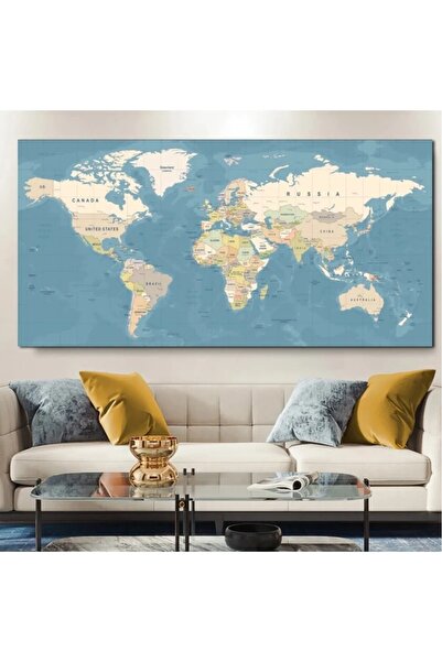 AR AJANS KANVAS TABLO Harta Lumii Detaliata Pictura Decorativa Canvas