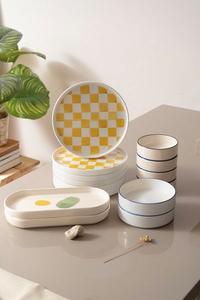 Kevin Seramik 14-Piece 6-Person Handmade Modern Breakfast SetLuxury Breakfast Serving Plate Set