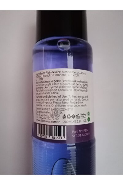 Clean Rose Lavanta kolonyası 200ml