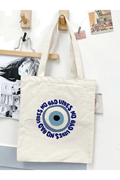 Cemira Nazar Boncuğu Tasarım Ham Bez Tote Bag Çanta, Pinterest Çanta