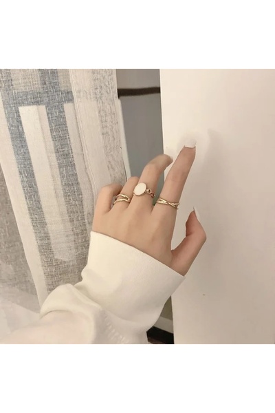 MURASSA BUTİK 3'lü İncili Minimal Yüzük Seti