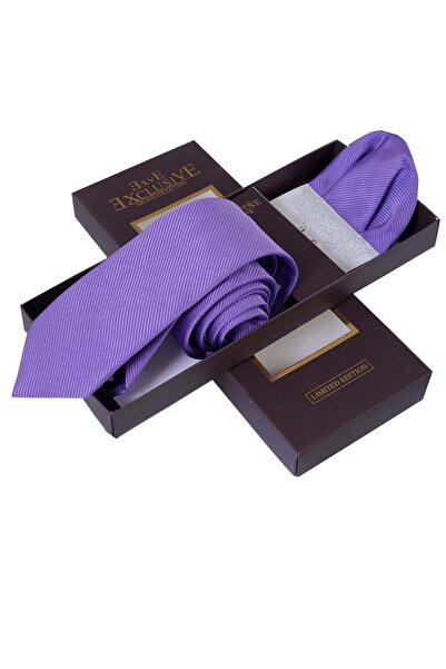 Exve Exclusive Ліла з саморобними смужками, подарунковий набір краватки та носовичок у коробці