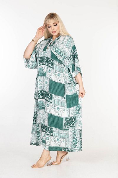 mervemoda Γυναικείο μεγάλο King size υφαντό φόρεμα