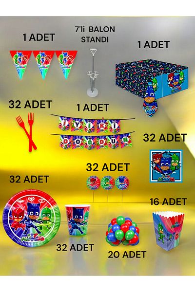 VibeHome 32 Person Pijamask Themed 2XL Pack - Birthday Party & Fun Events