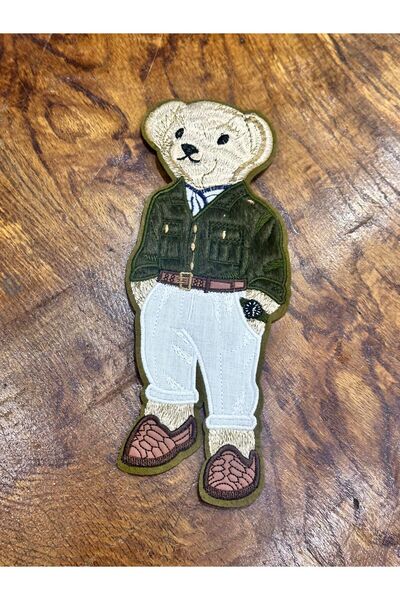 Gönülden Tasarım 24x9 Cm Nakış Punch İşleme Ayı Arma Dikiş Aplike Yeşil