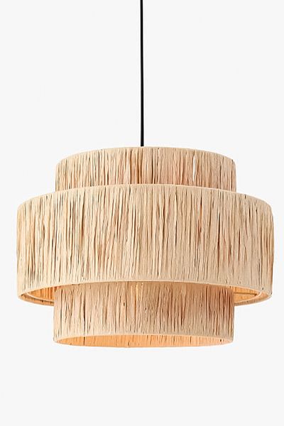 NYLife Rustic Bohemian Chandelier - Tiered Raffia Pendant Lamp