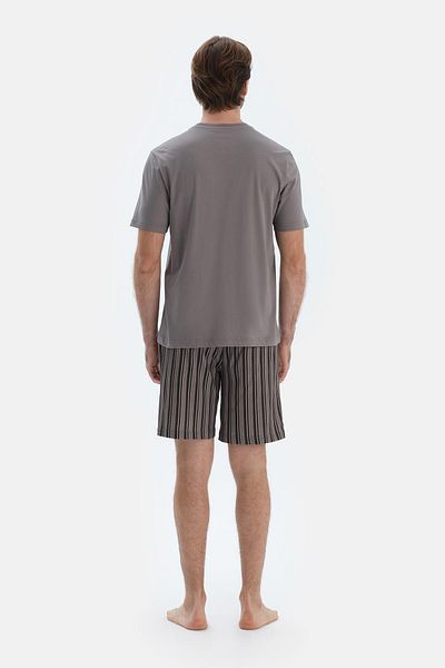 Dagi Γκρι κοντομάνικο στάμπα Λεπτομερές T-Shirt Σορτς Σετ πιτζάμες