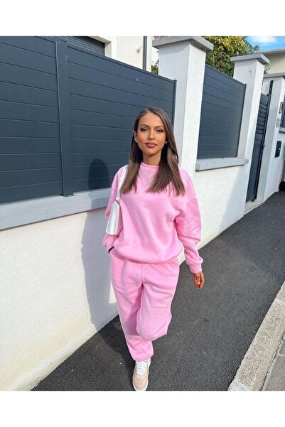 FUNSTYLE Kadın Jogger Rahat Pembe Lastik Paça Eşofman Altı