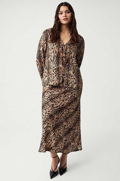 ETHIQUET Scarlett Women's Satin Tiger Print Large Size Skirt