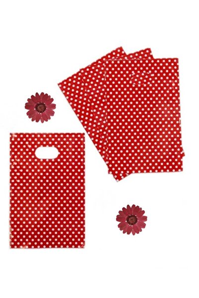 shop Kırmızı Puantiyeli El Geçme Poşet Hediyelik 12x17 Cm (25 ADET)