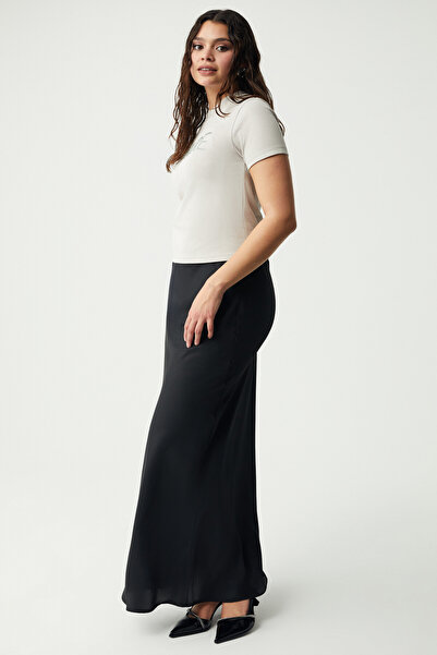 ETHIQUET Scarlettbb Women's Satin Black Large Size Skirt