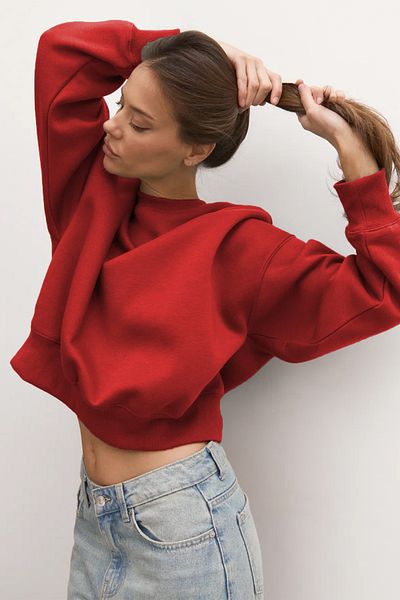COMBİNE MİCHAİL Hanorac de damă Burgundy Basic Crop Cut