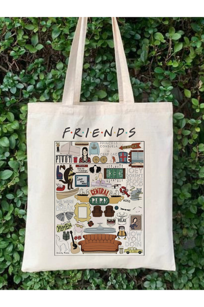 Cemira Friends Tasarım Ham Bez Tote Bag Çanta, Pinterest Çanta