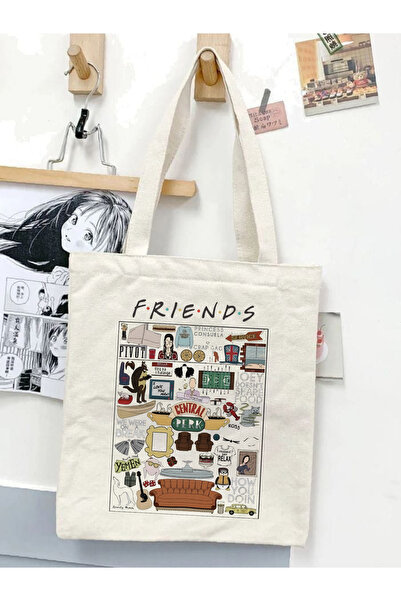 Cemira Friends Tasarım Ham Bez Tote Bag Çanta, Pinterest Çanta