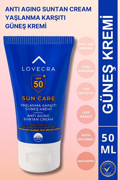 LOVECRA High Uva/Uvb Protection - Oil Free Fast Absorption Hand Cream Spf 50+ Sunscreen 50ml
