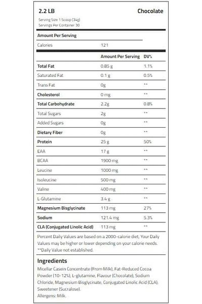 Body Builder Casein Protein Plus, Chocolate, 2.2 LB