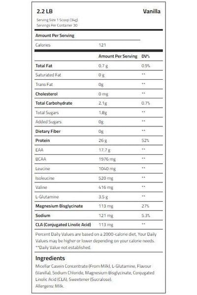 Body Builder Casein Protein Plus, Vanilla, 2.2 LB