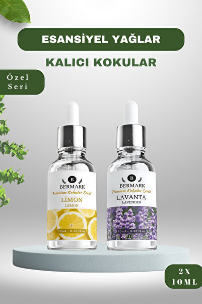 bermark Lavanta-Limon 2'li Set Esansiyel Uçucu Yağı, Buhurdanlık-Difüzör Arom...