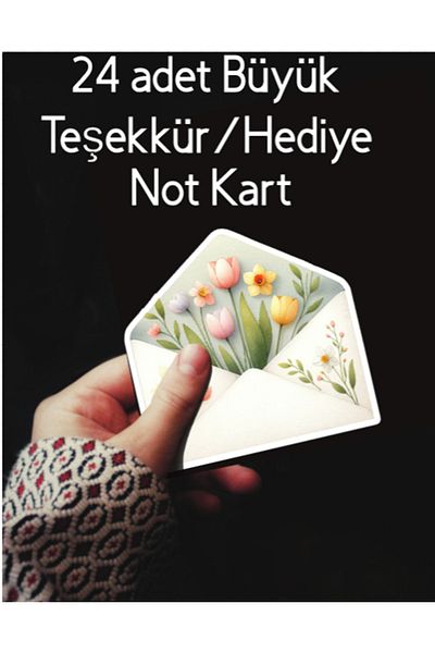 Hiras Dizayn 24Pcs Big Size Tulip Pattern Gift Memo Card Thank You Note Card Sweetheart Note Flower Memo Cards