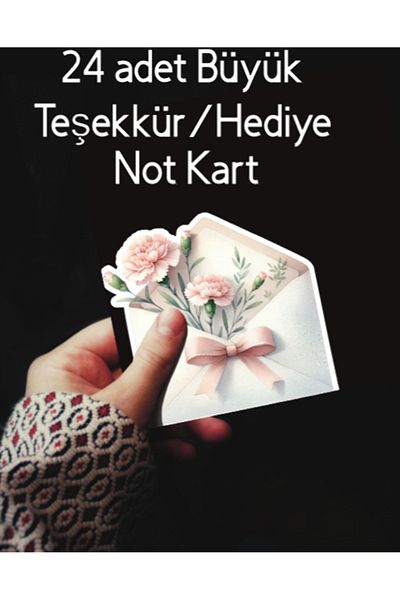 Hiras Dizayn 24Pcs Big Size Carnation Pattern Gift Memo Card Thank You Note Card Sweetheart Note Flower Memo Cards