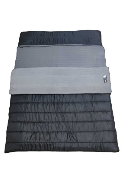 CAMP STORY Fabric+200 Gr Plush Fleece Neo-23 350 Gr Double Sleeping Bag with Hat Pillow - Syah