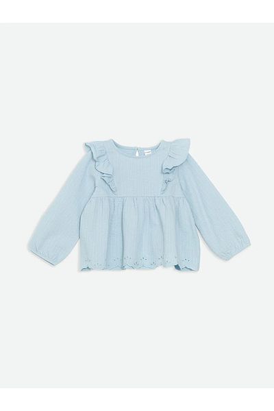 LC Waikiki طقم تي شيرت وسروال للفتيات الصغيرات باللون الأزرق من LCW Kids مكون من قطعتين