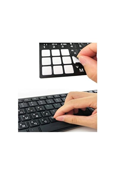 FANO 5 'li paket Arapça Türkçe Klavye Sticker Siyah Renk Notebook Ve Pc Uyumlu
