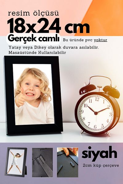 CreaWitch 20mm Cube Frame 18X24Cm Photo Picture Frame Standing Backrest or Wall Hanging