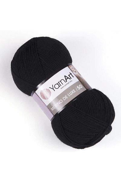 Yarnart MERINO DE LUXE 50 - ΠΛΕΚΤΟ ΜΑΥΡΟ-585