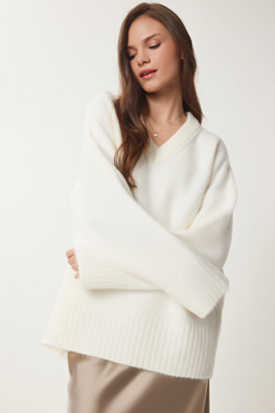 Lovelyİstanbul Ekru Oversize Soft Knitwear Sweater - Lpf0094