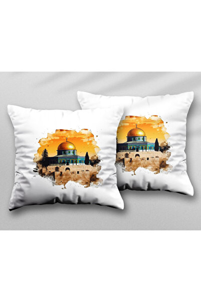 ART HEDİYE Mosque I Aksa Palestine Two Pcs Two Side Printed Washable Pillow T...