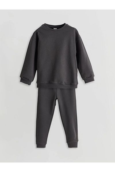 LC Waikiki Lcw Baby Beige Crew Neck Baby Girl Sweatshirt and Pants Set of 2