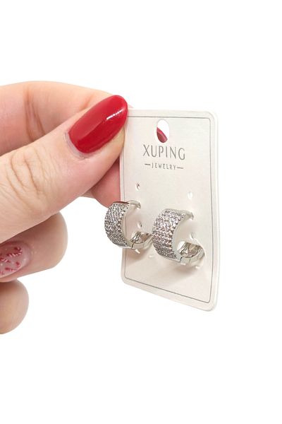 XUPING JEWELRY Diamond Model White Gold Color Stainless Steel Mini Hoop Earrings