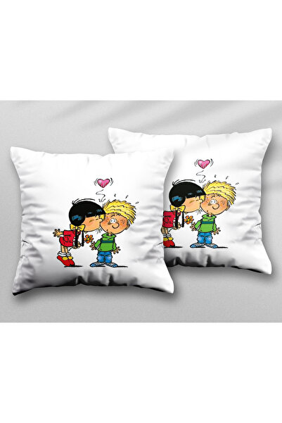 ART HEDİYE Cedric și Chen Kiss Două bucăți două fețe imprimate lavabil pernă ...