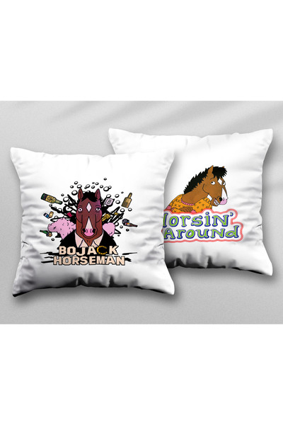ART HEDİYE غطاء وسادة قابل للغسل من قطعتين مطبوع على الجانبين من Bojack Horse...