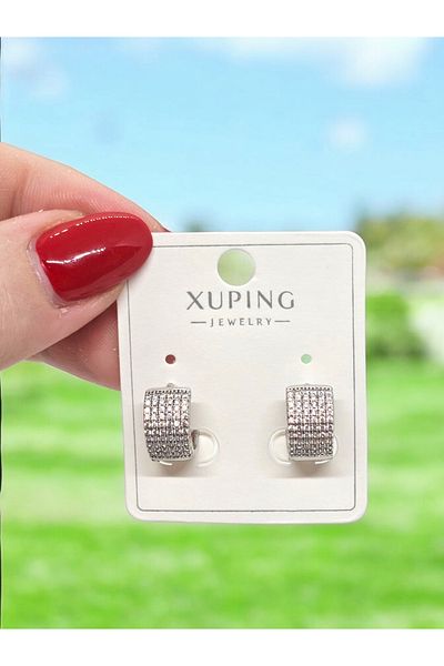 XUPING JEWELRY Diamond Model White Gold Color Stainless Steel Mini Hoop Earrings