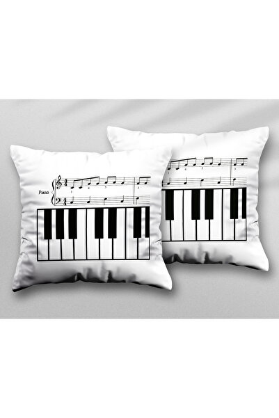 ART HEDİYE Două bucăți husă de pernă lavabilă imprimată pe două fețe cu note și model de pian