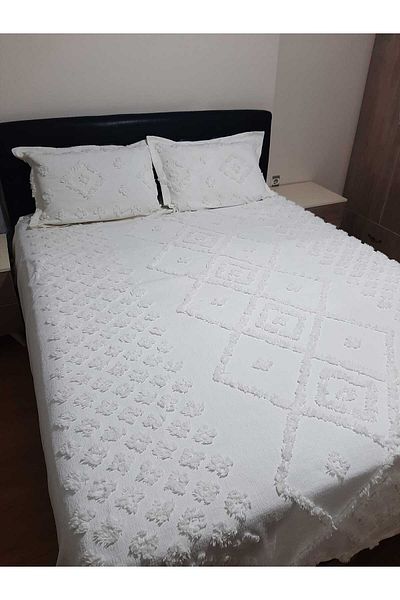 Pınarçeyiz Tasseled Pompom Pique Double Set 3 Pieces