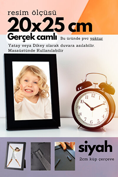 Atlas Sanat Galerisi 20mm çerçeve CAMLI 20x25 cm Fotoğraf Resim Çerçevesi Aya...