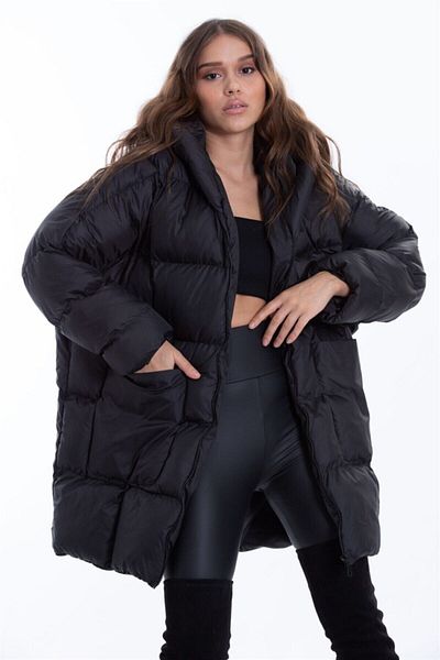 GiyinGo Long Oversize Black Bat Women's Coat