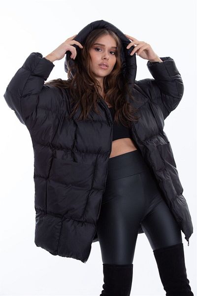 GiyinGo Long Oversize Black Bat Women's Coat